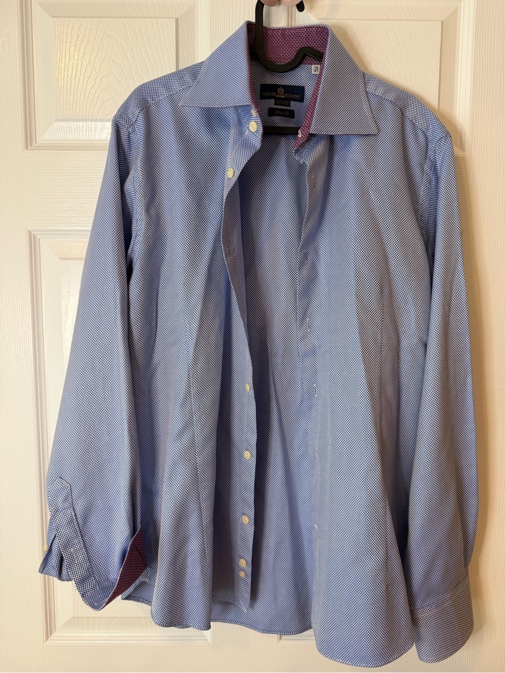 Eredi Pisano Men’s Blue Micro-Pattern Dress Shirt